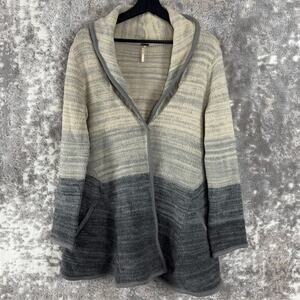 Free People Sz S Wool Ombre Oversized Shawl Collar Snap Button Cardigan Sweater